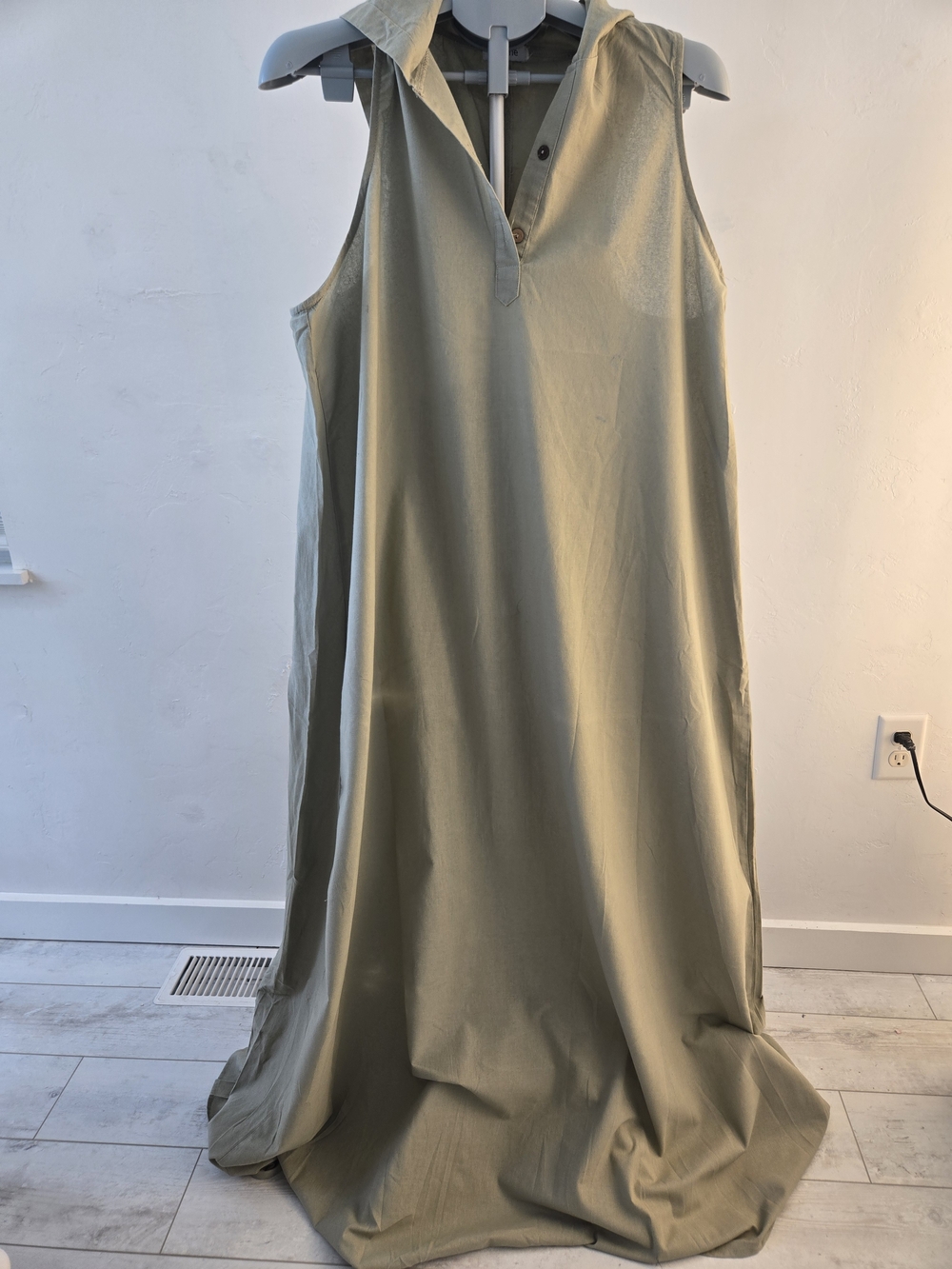 Sleeveless Maxi Shirt Dress in Tan